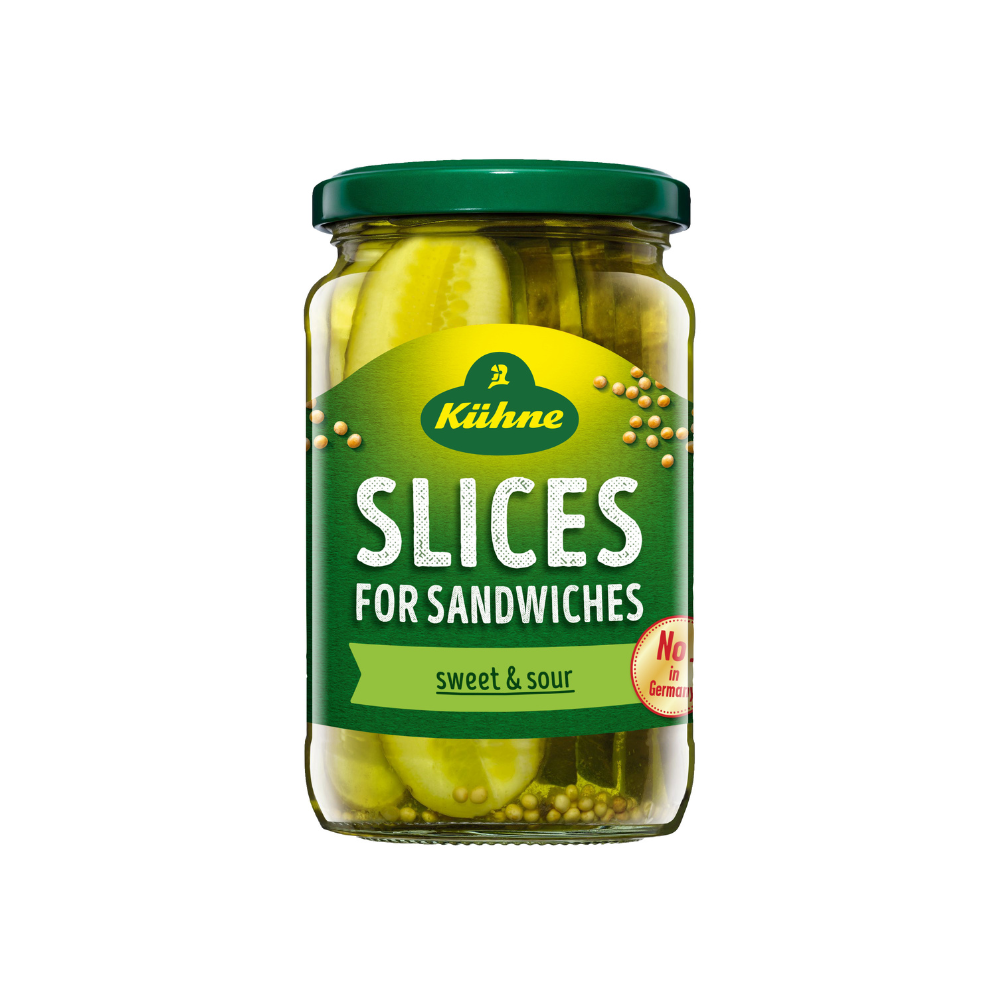Kuhne Gherkin Slices for Sandwiches - 370ml