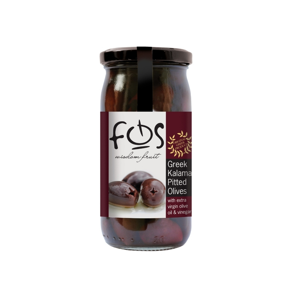 FOS Greek Kalamata Pitted Olives – 360g