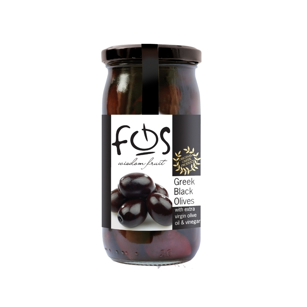 FOS Greek Black Olives – 360g