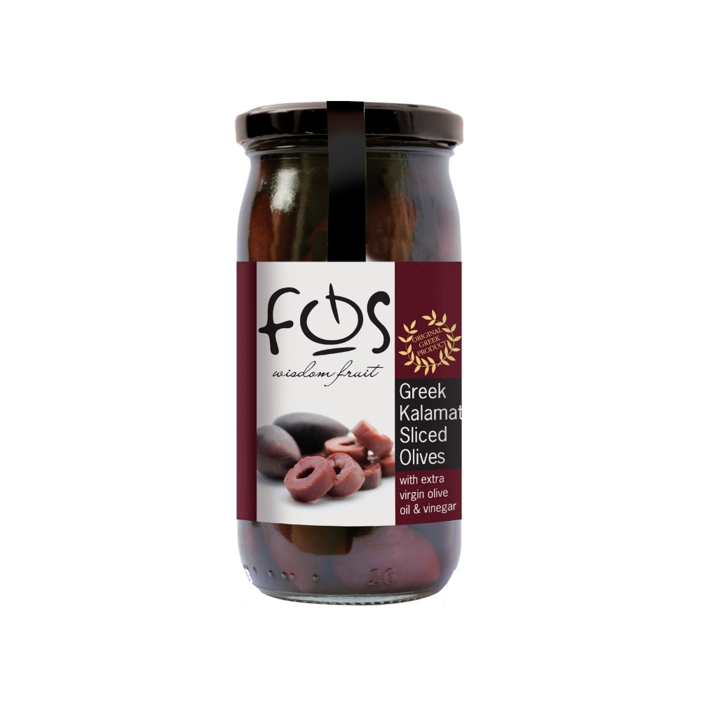 FOS Greek Kalamata Sliced Olives – 190g